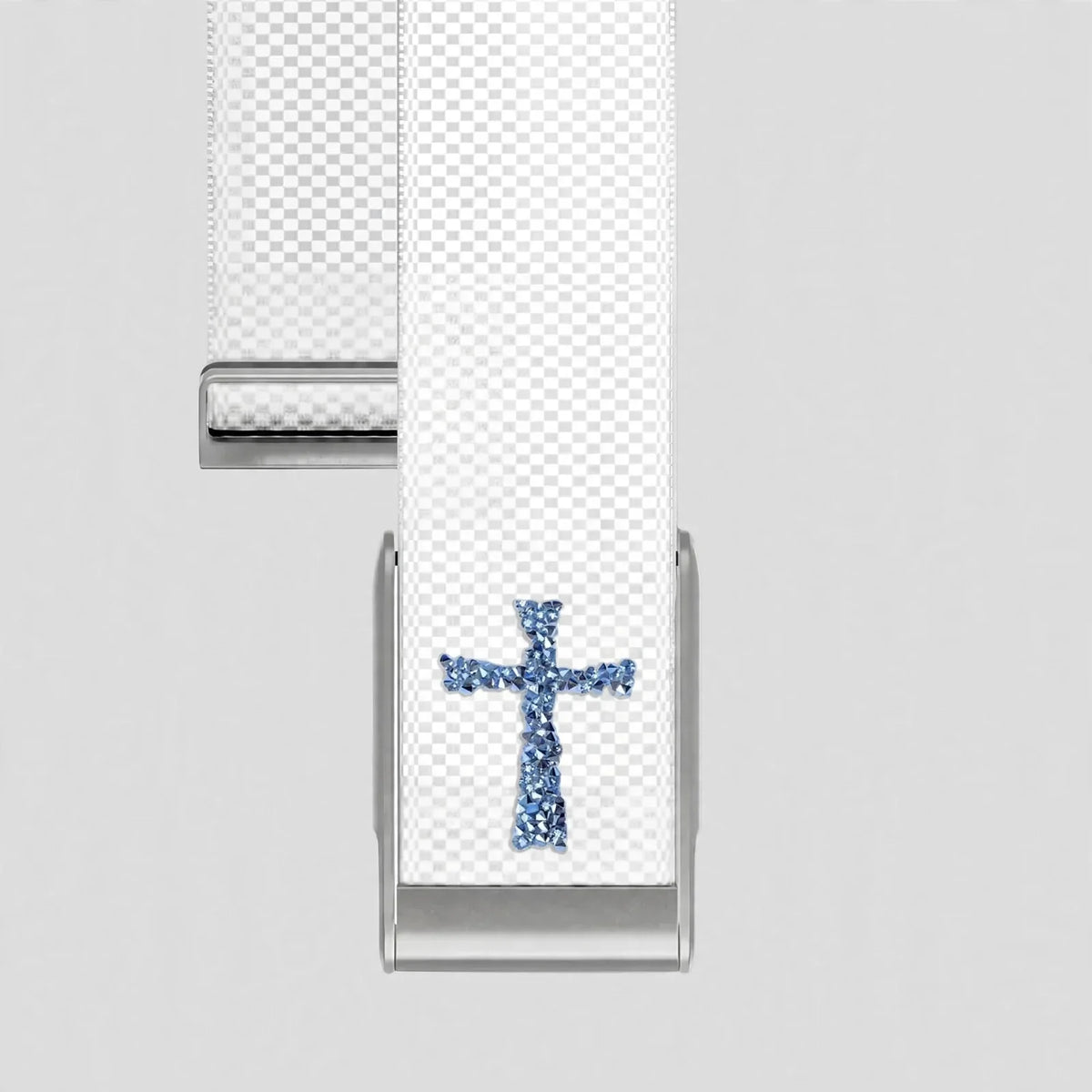 Bracelet nylon blanc croix cristaux bleus Whoop 5.0